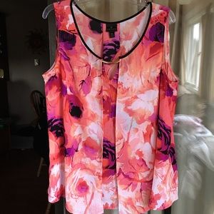 🌹Worthington Colorful Floral Sleeveless Blouse